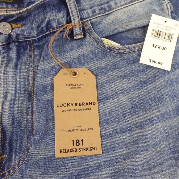 Lucky Brand 181 Relaxed Straight Denim Jeans NWT Whiskered / Distressing - Picture 3 of 8